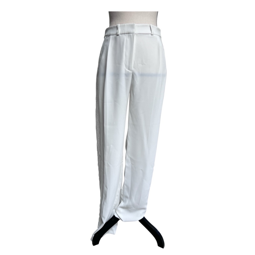 Amanda Uprichard White Dress Pants with a Lace Stripe size xs